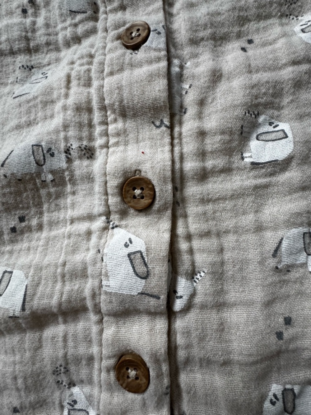 100% Organic Cotton Rise Little Earthling Cream Gauze Elephant Baby Dress - Picture 6 of 8